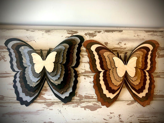 Stacked Butterfly 3D Wood Table & Wall Art | Multi-Color Home Decor