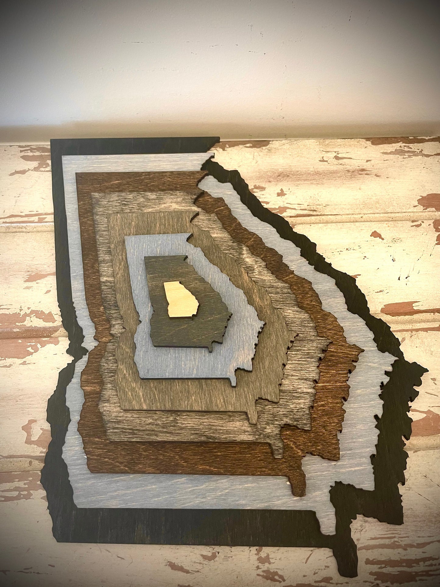 Georgia Stacked State 3D Wood Table & Wall Art | Multi-Color