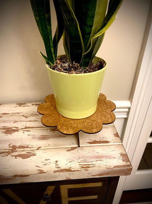 Large Boho Floral Wood Indoor Plant Stand | Very Sturdy | 12 Finishes | Style C