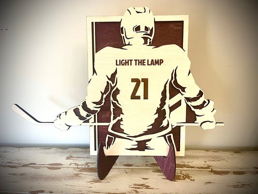 Custom Hockey Wood Plaque | Player Name & Number Engraved | Jersey Back Design
