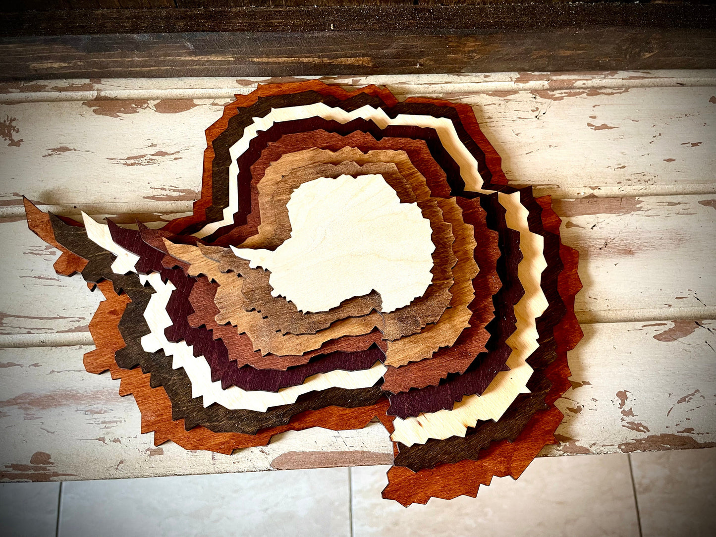 Antarctica Stacked 3D Wood Table & Wall Art | Multi-Color