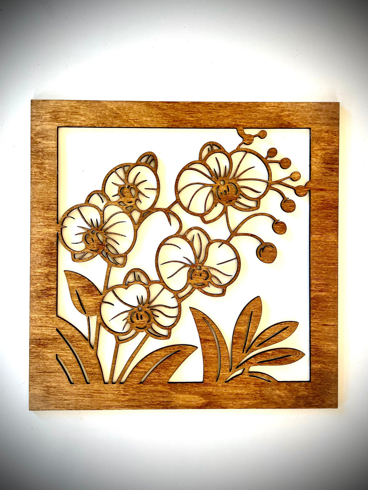 Orchid Triptych Mandala Wood Wall Art | 3-Panel Set | 12 Finishes