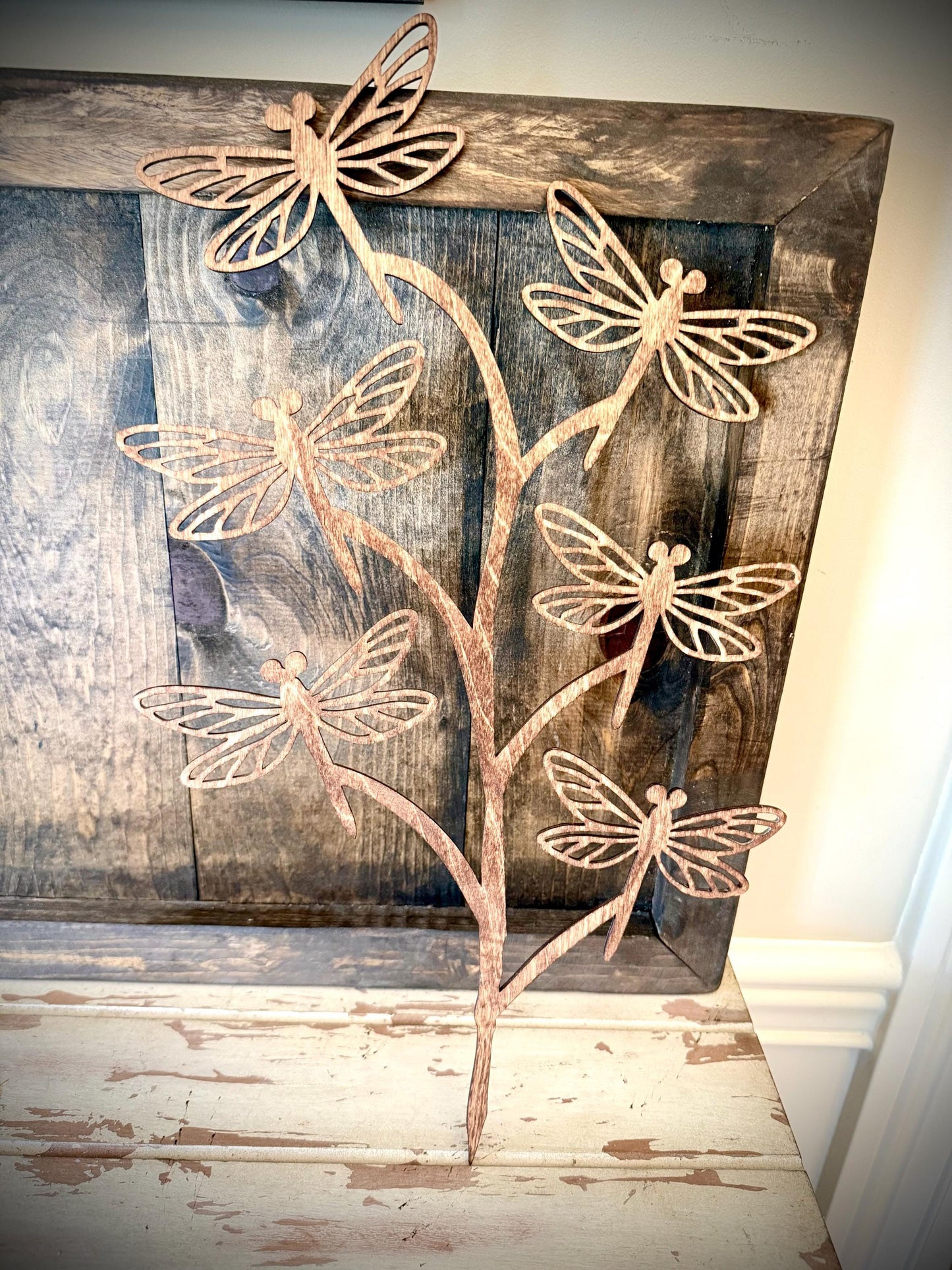 GIANT 18" x 10.5" Dragonfly Boho Indoor Plant Trellis | Multiple Finishes