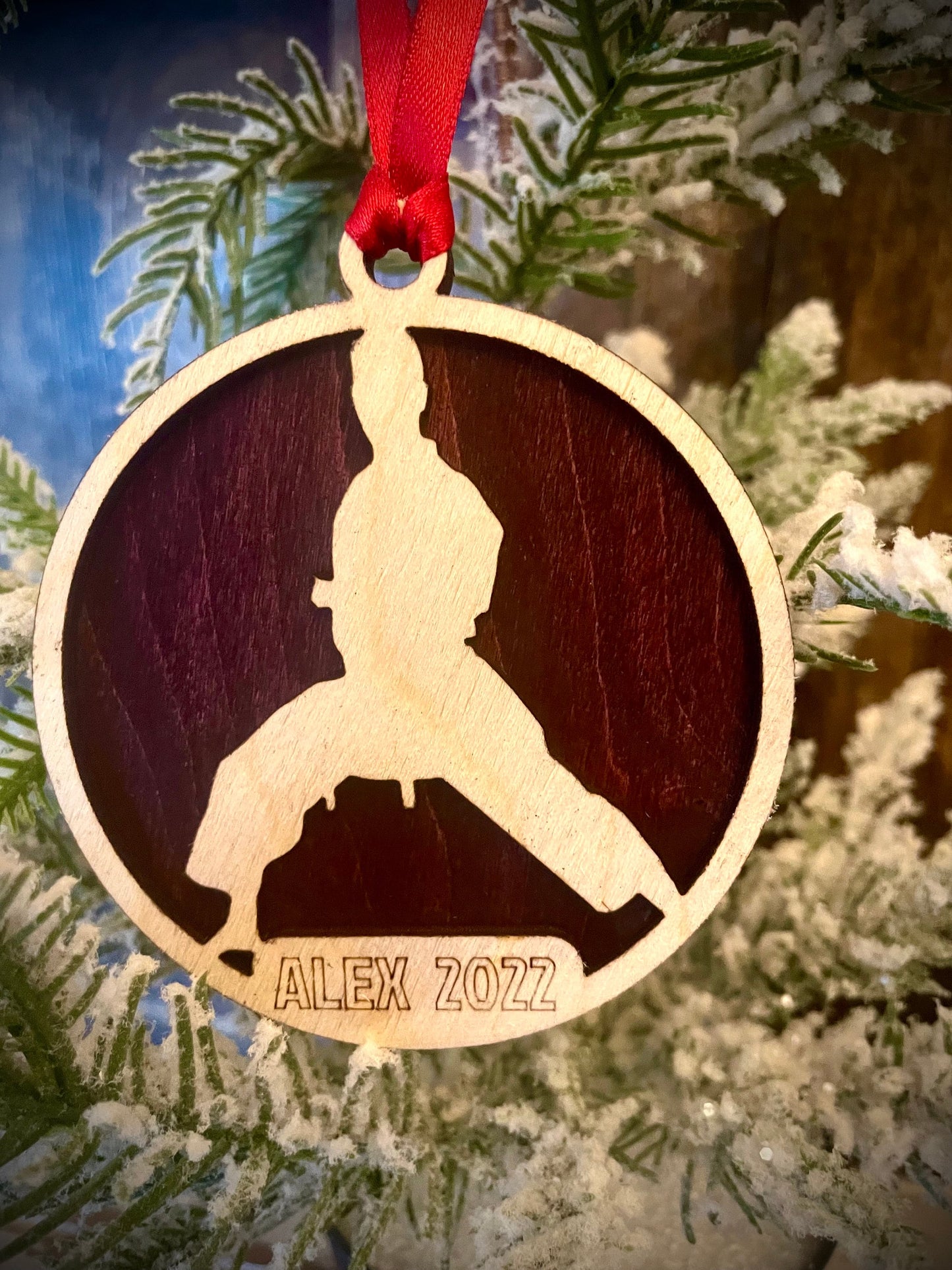 Martial Arts Karate Personalized 2-Layer Wood Christmas Ornament & Gift Tag | Multiple Finishes | Martial Arts Gift (#3)