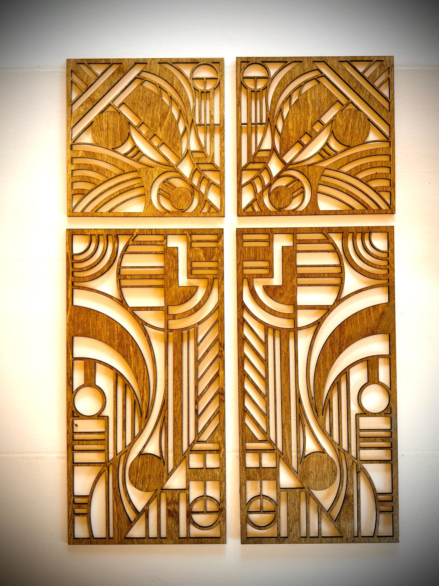 Boho Modern Art Deco Art Deco Geometry wood wall art, mixed 4 panel in 15 finishes, wall decor, wall art original