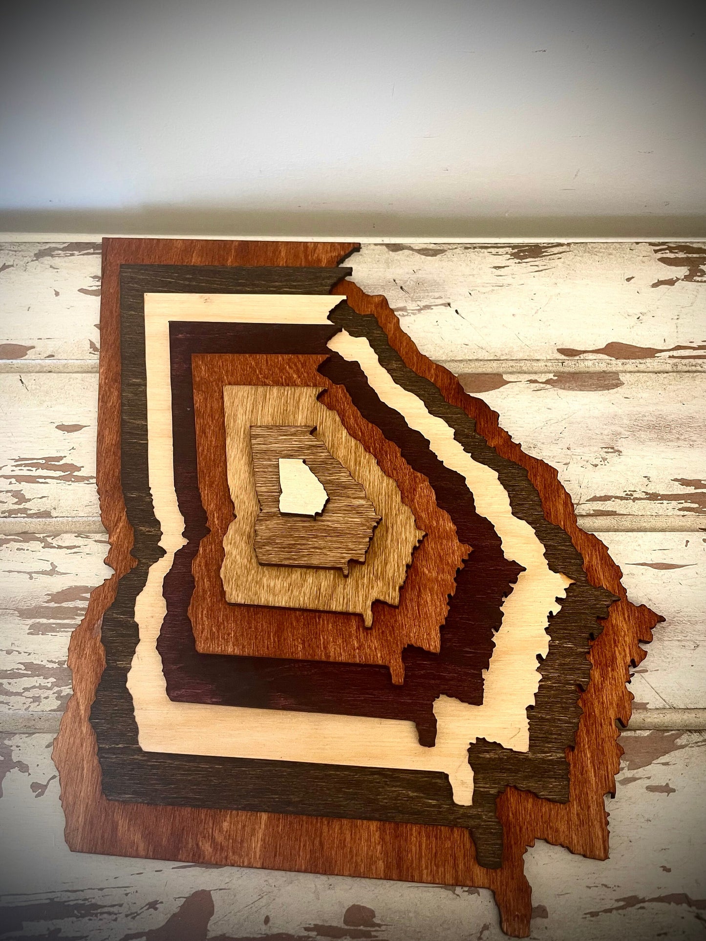 Georgia Stacked State 3D Wood Table & Wall Art | Multi-Color