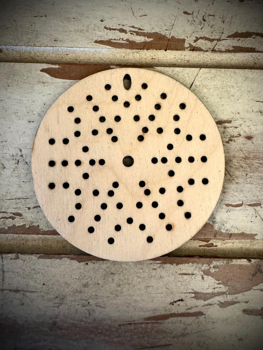 Cross Stitch Snowflake Round Christmas Ornament Wood Blanks | Assorted Quantities