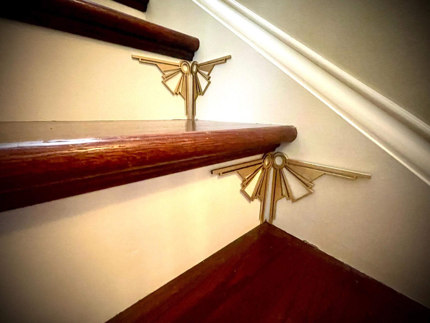 Art Deco art deco staircase corner accents / embellishments (set of 4) available in multiple finishes- style X