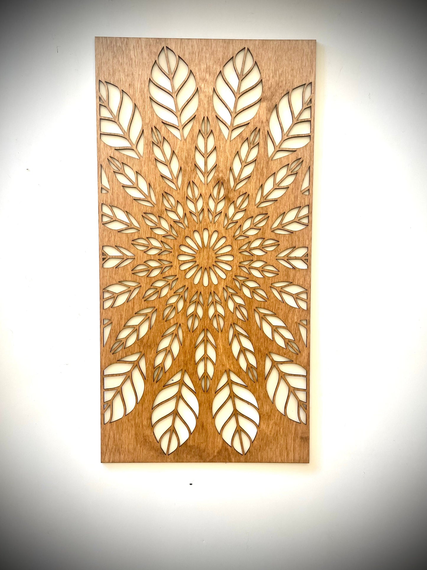 Boho Leaf Mandala Wood Wall Art | 3-Panel Set | Multiple Sizes & Finishes | Style 1