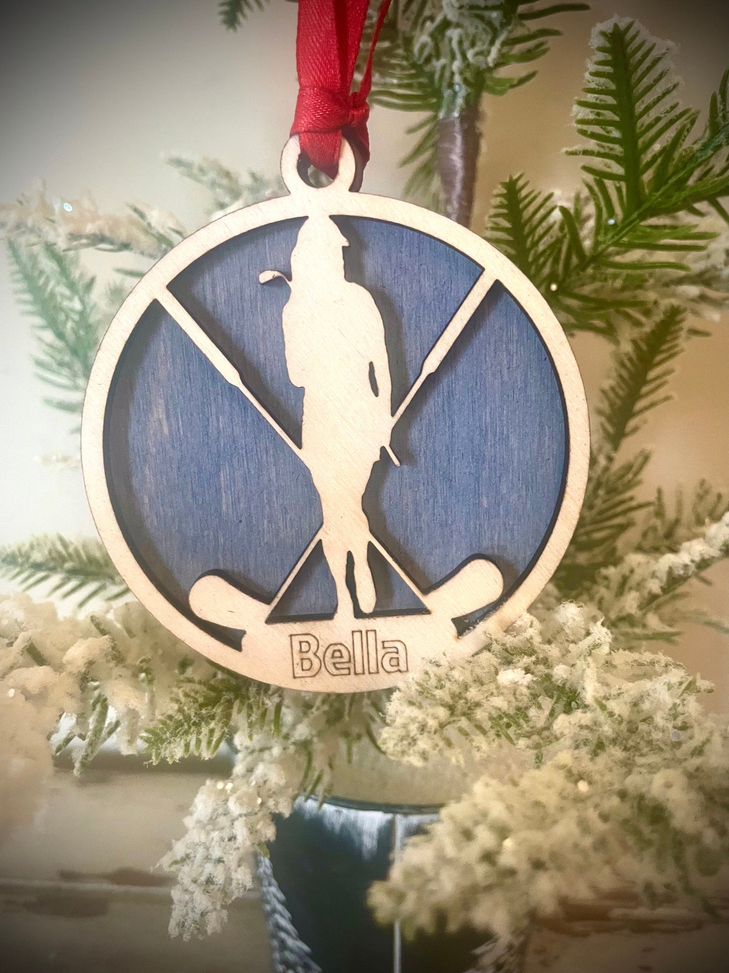 Female Golfer Personalized 2-Layer Wood Christmas Ornament & Gift Tag | Multiple Finishes | Golf Gift (#8)