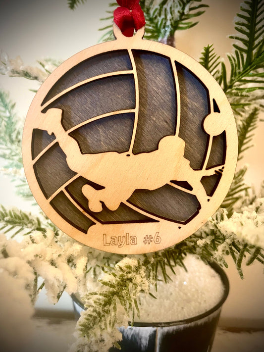 Volleyball Player Personalized 2-Layer Wood Christmas Ornament & Gift Tag | Multiple Finishes | Volleyball Gift (#12)
