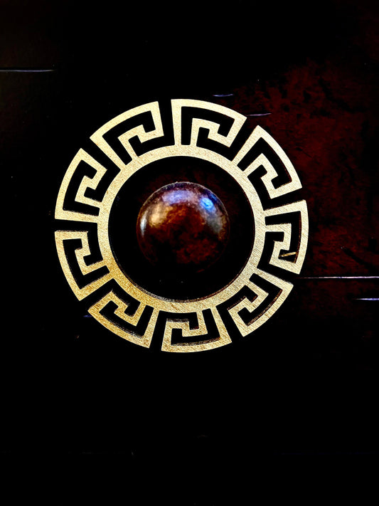 Boho Modern Greek Key Wood Drawer Knob & Pull Accent | Set of 4 | 15 Finishes | Set O