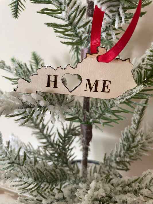 Kentucky HOME Wood Ornament & Gift Tag | 12 Finishes | State Pride Gift