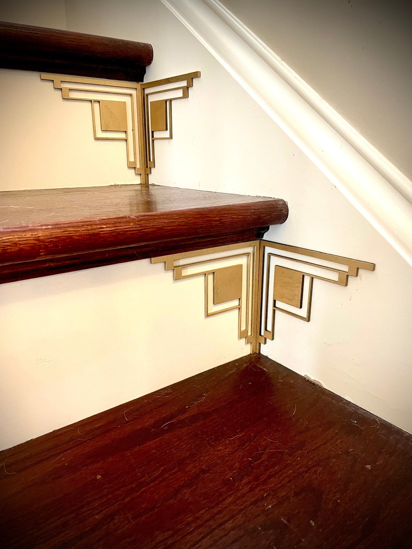 Art Deco art deco staircase corner accents / embellishments (set of 4) available in multiple finishes- style F
