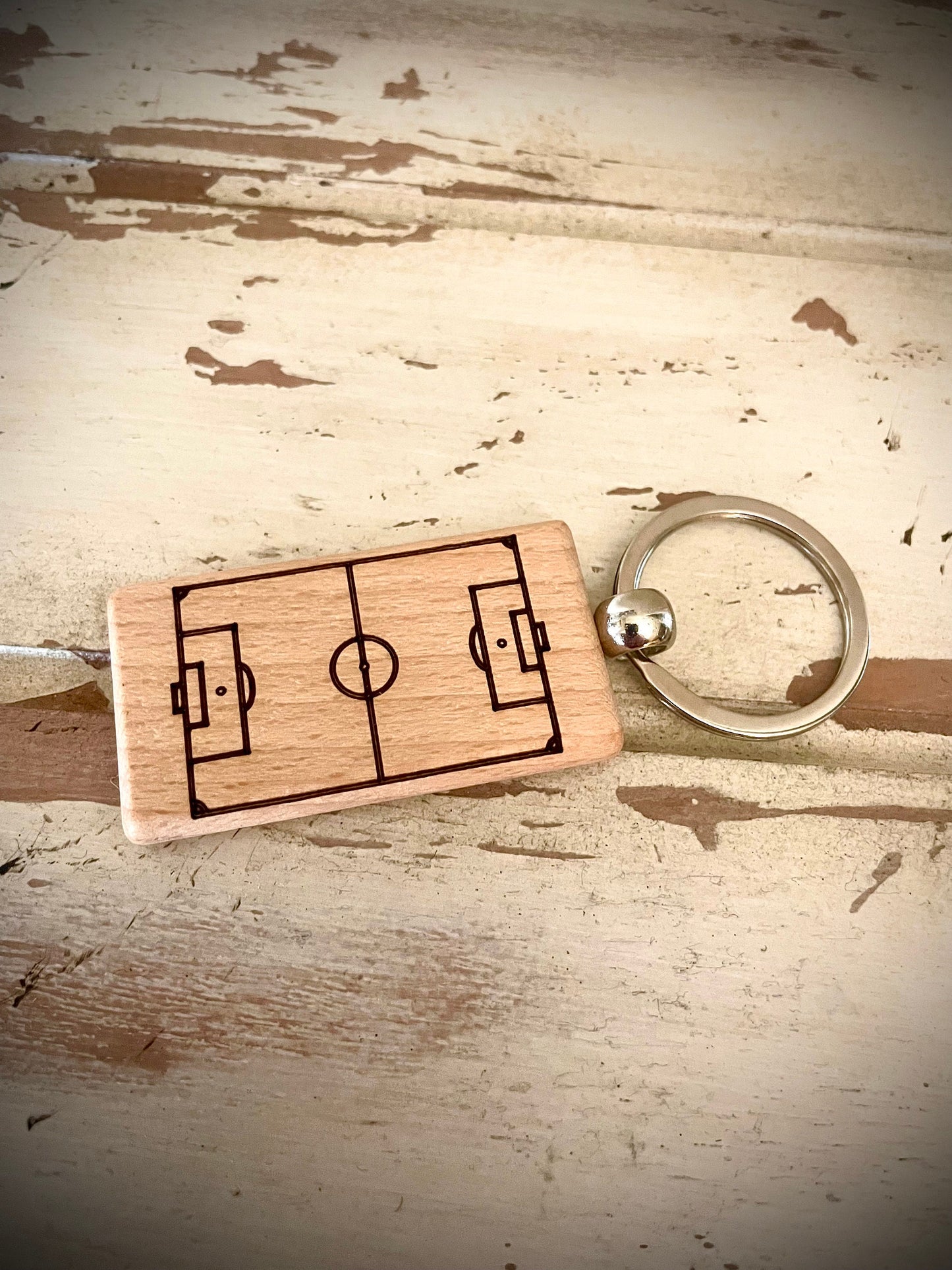 Soccer Field Wood Keychain | Senior Night, Team & Coach Gift | Laser Engraved