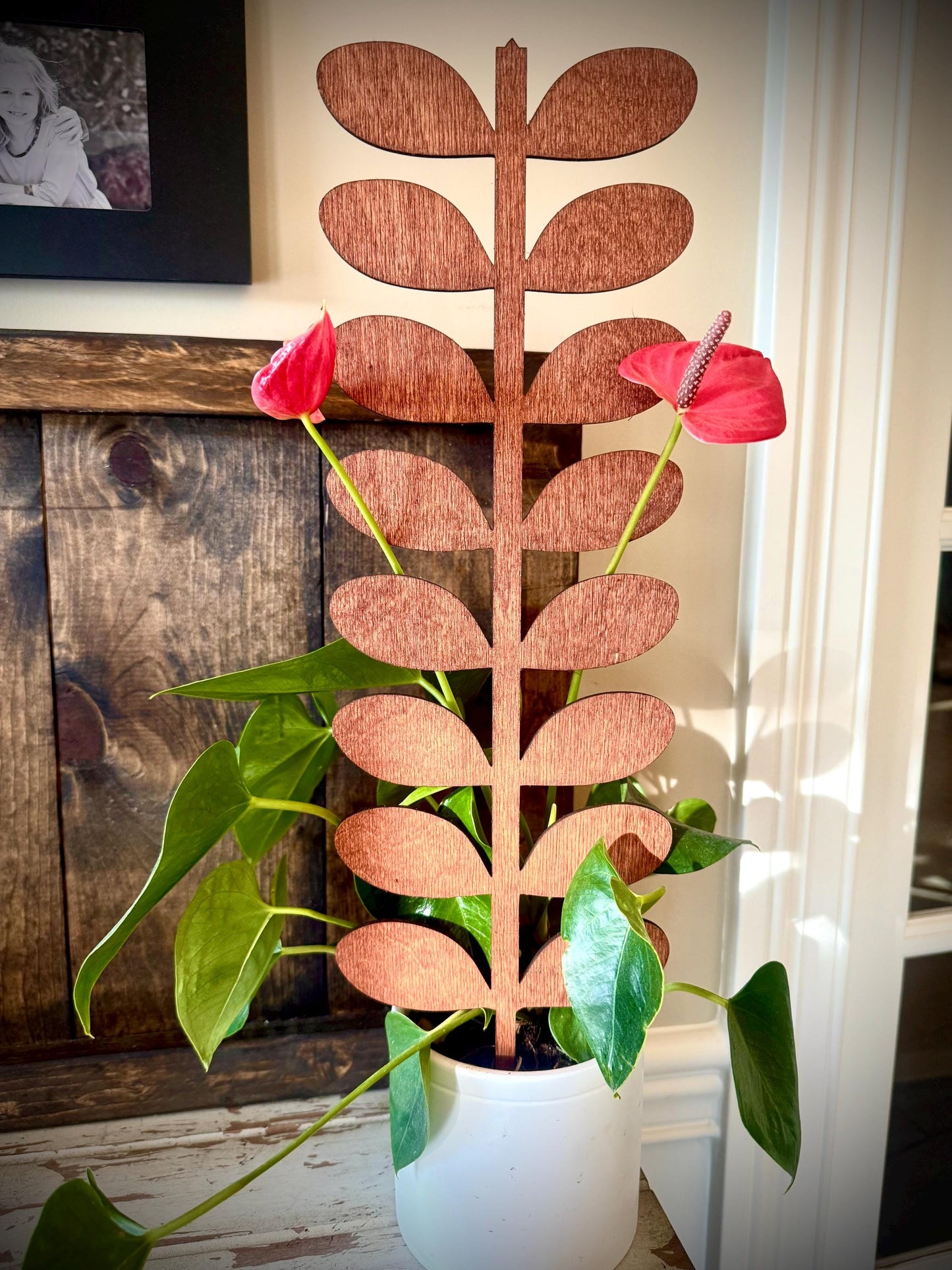 GIANT 18" Mid Century Modern Leafy Vine Boho Indoor Plant Trellis | 12 Finishes