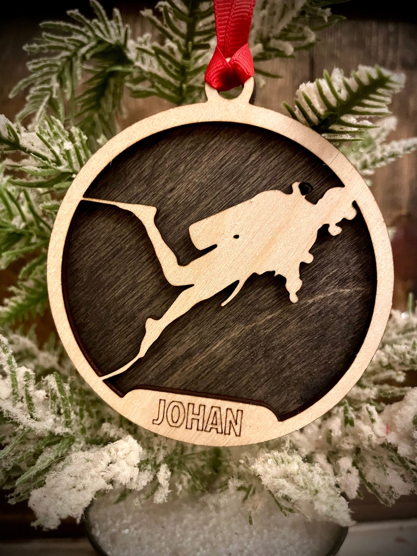 Scuba Diver Scuba Diving Personalized 2-Layer Wood Christmas Ornament & Gift Tag | Multiple Finishes | Scuba Gift