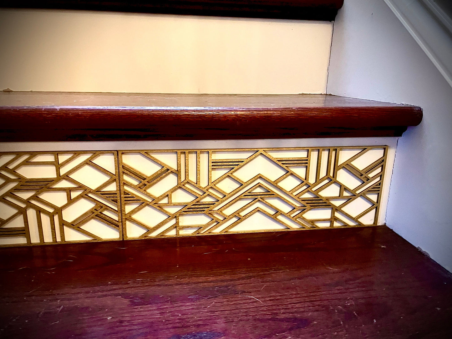 Art Deco art deco Staircase accents / embellishments (set of 3) available in multiple finishes-Art Deco style B