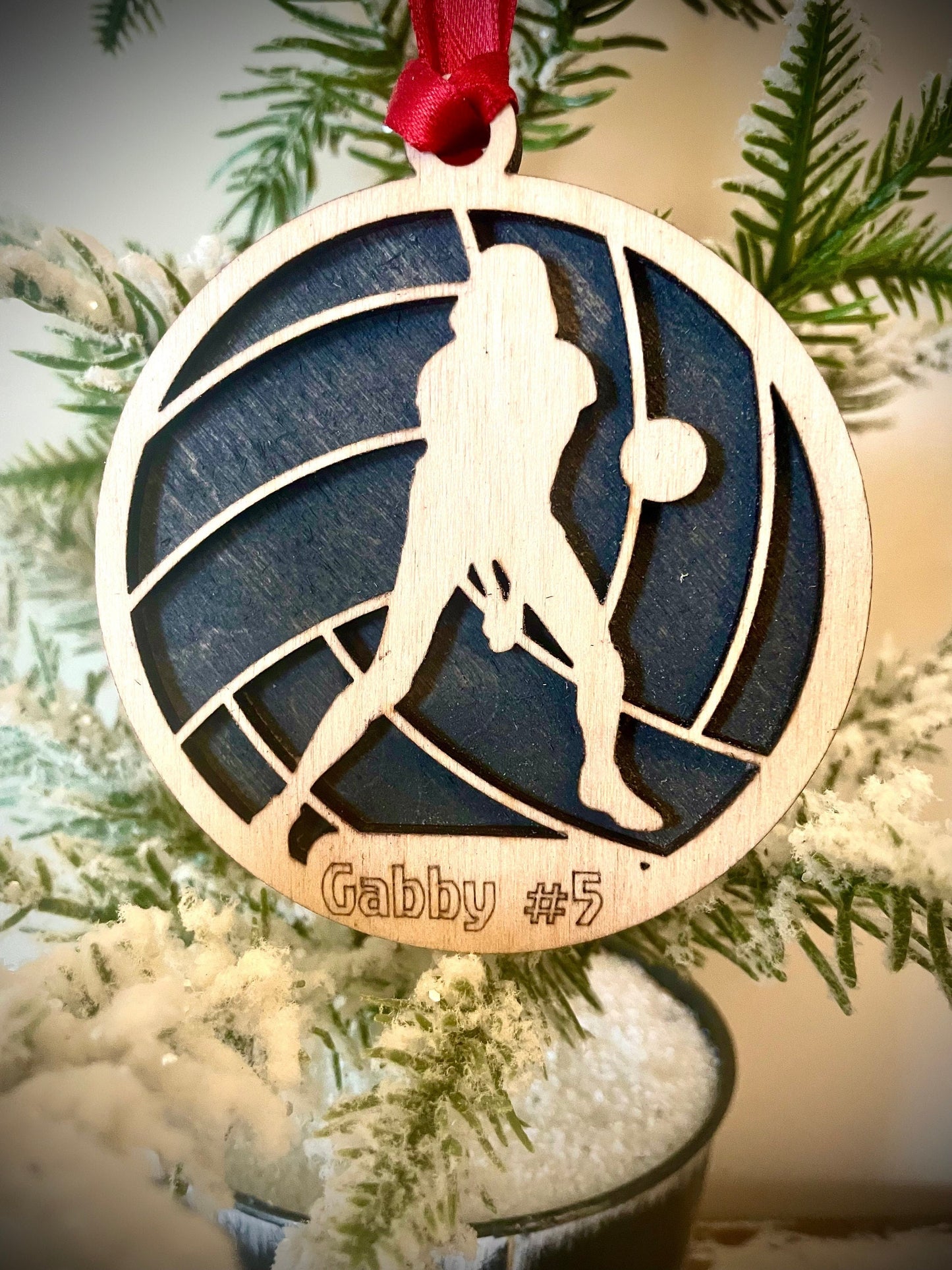 Volleyball Player Personalized 2-Layer Wood Christmas Ornament & Gift Tag | Multiple Finishes | Volleyball Gift (#2)