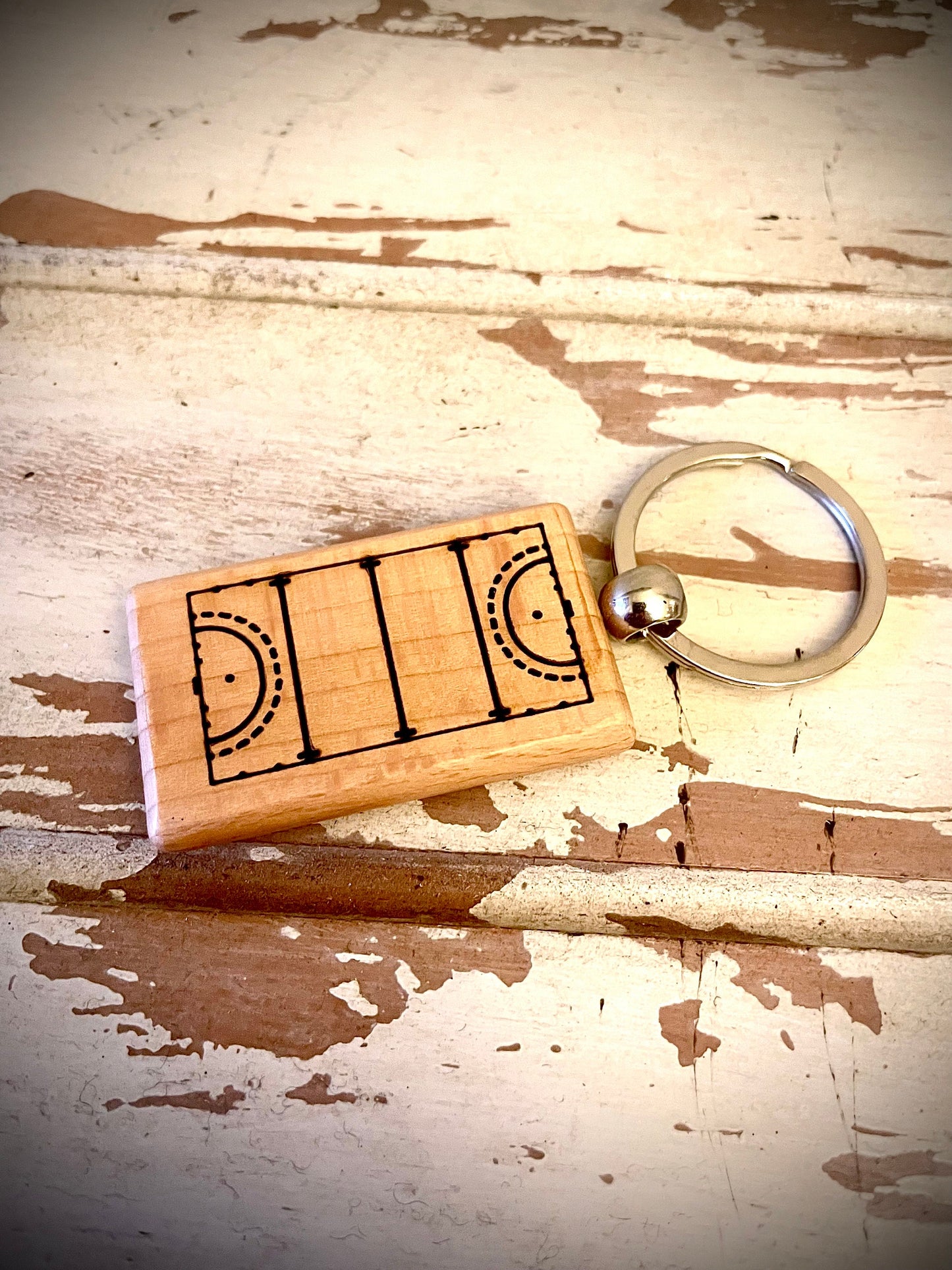 Field Hockey Field Wood Keychain | Team & Coach Gift | Laser Engraved