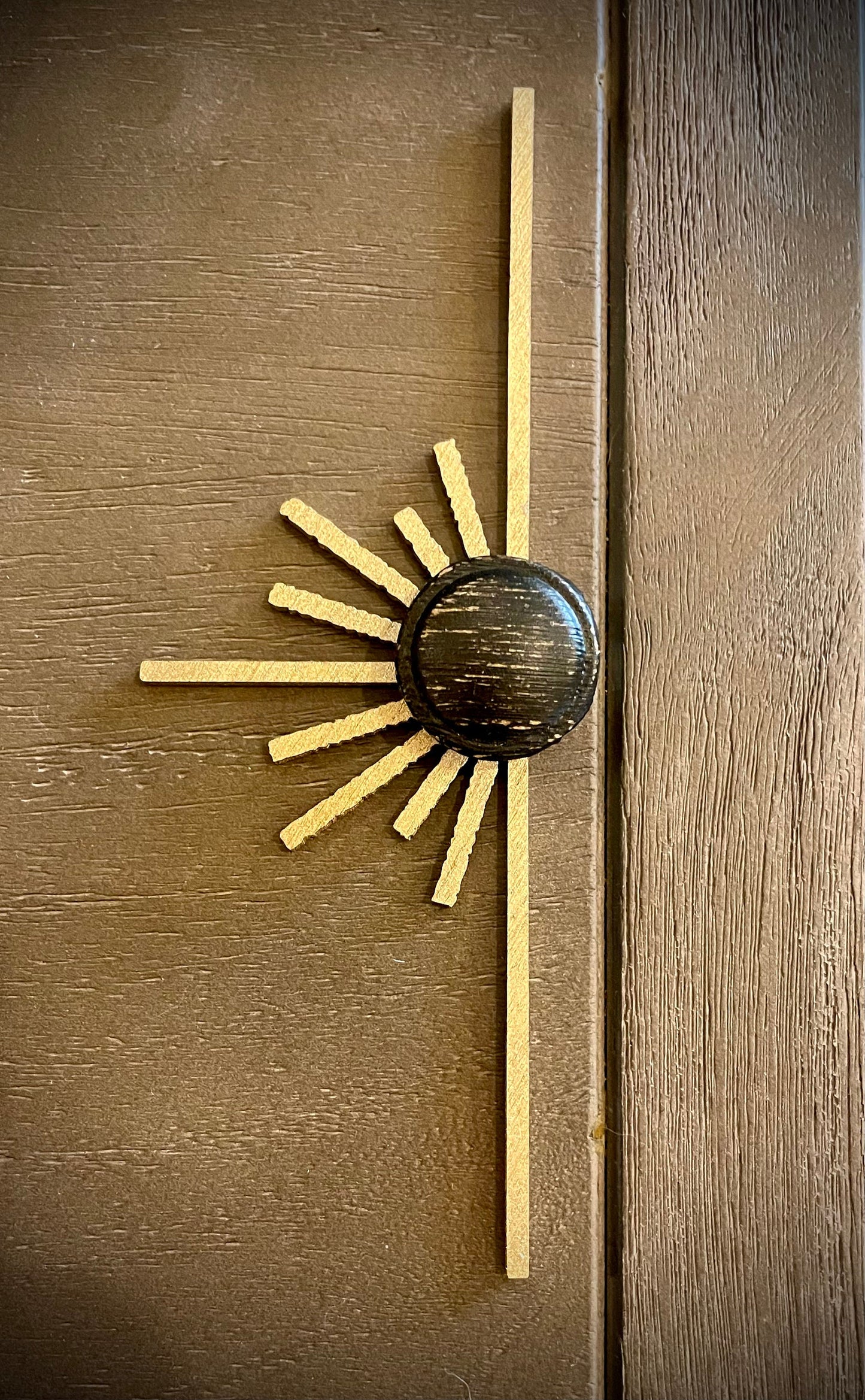 Boho Modern Art Deco Art Deco wood drawer knob or pull accent available in natural or 14 other finishes.  2 pieces. Set Q