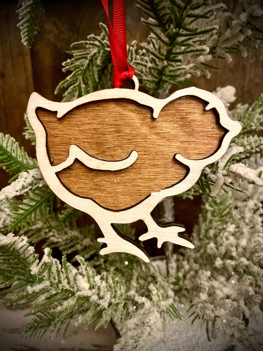 Baby Chick 2-Layer Wood Christmas & Easter Ornament & Gift Tag | Multiple Finishes | Chicken Lover Gift