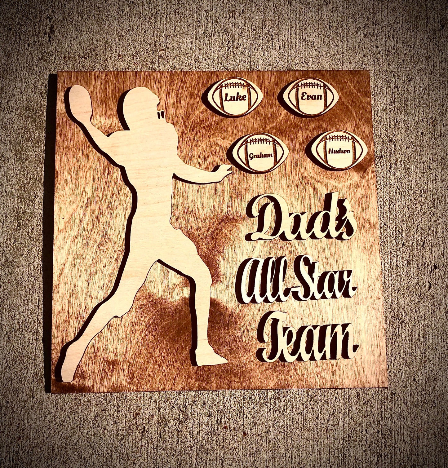 Custom Football Wood Plaque | Father's Day, Birthday & Christmas Gift