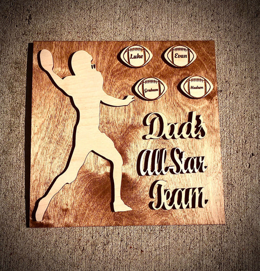 Custom Football Wood Plaque | Father's Day, Birthday & Christmas Gift