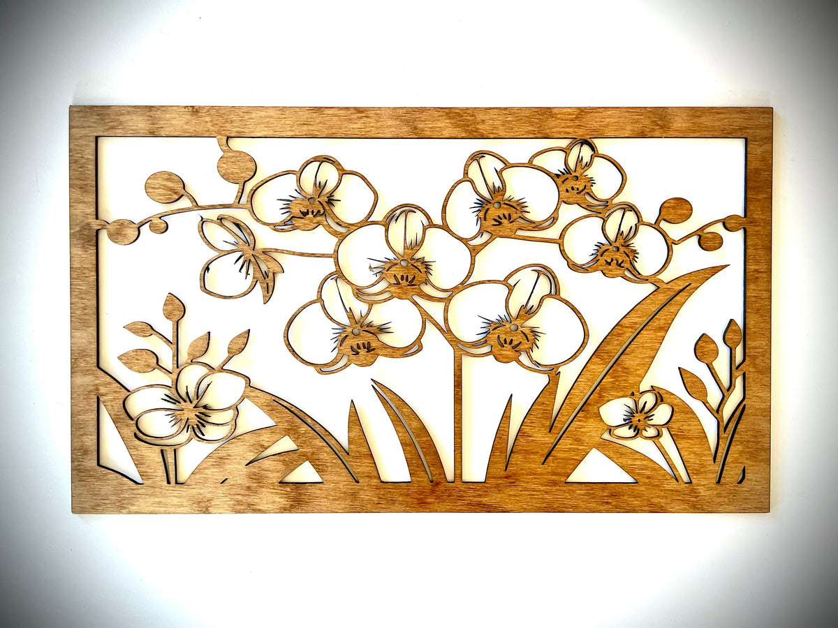Orchid Triptych Mandala Wood Wall Art | 3-Panel Set | 12 Finishes