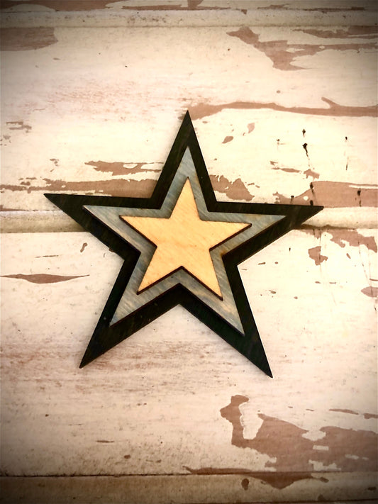 Stacked Stars Wood Refrigerator Magnet | Multi-Color | Patriotic Decor