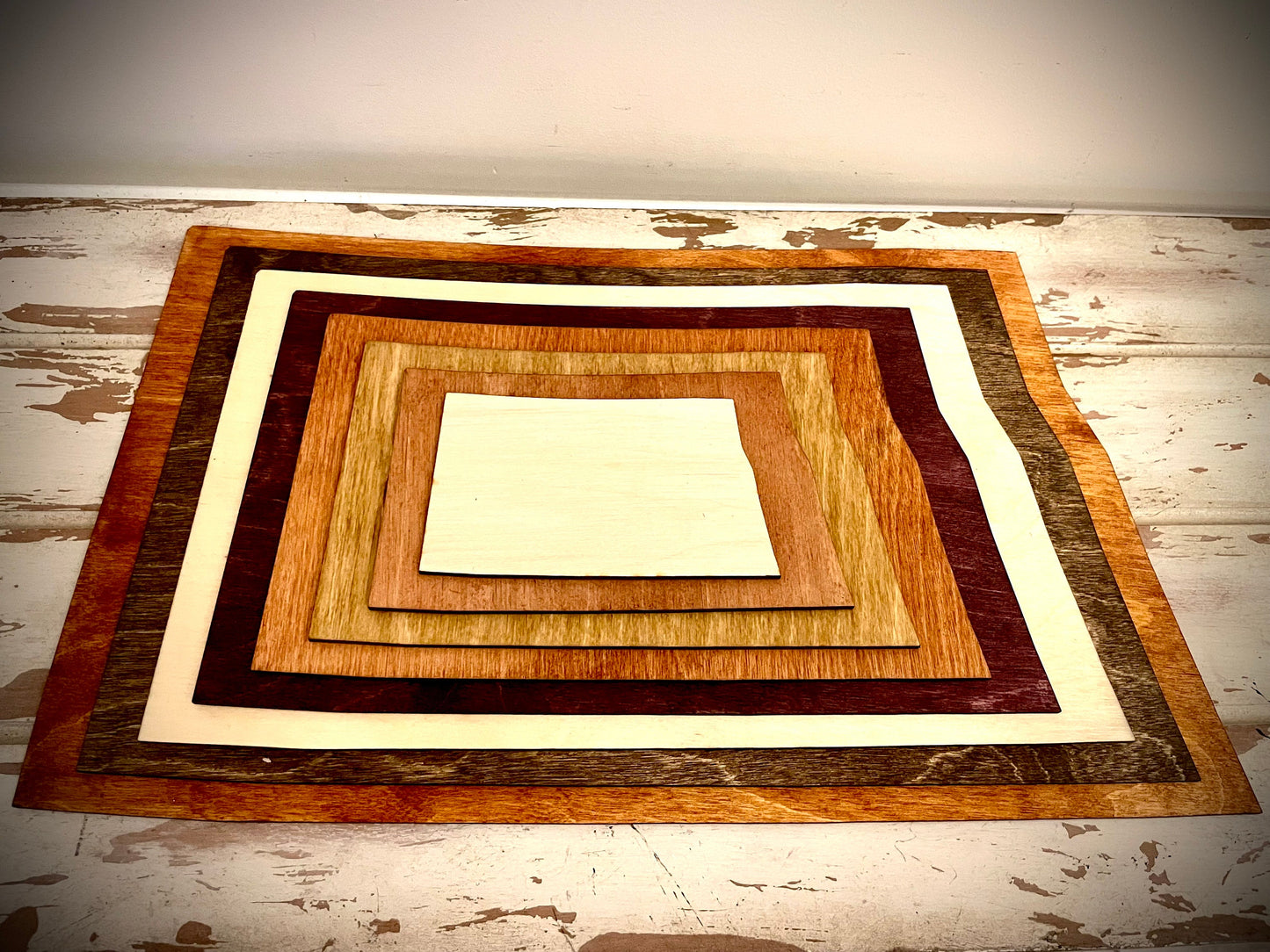 North Dakota Stacked State 3D Wood Table & Wall Art | Multi-Color