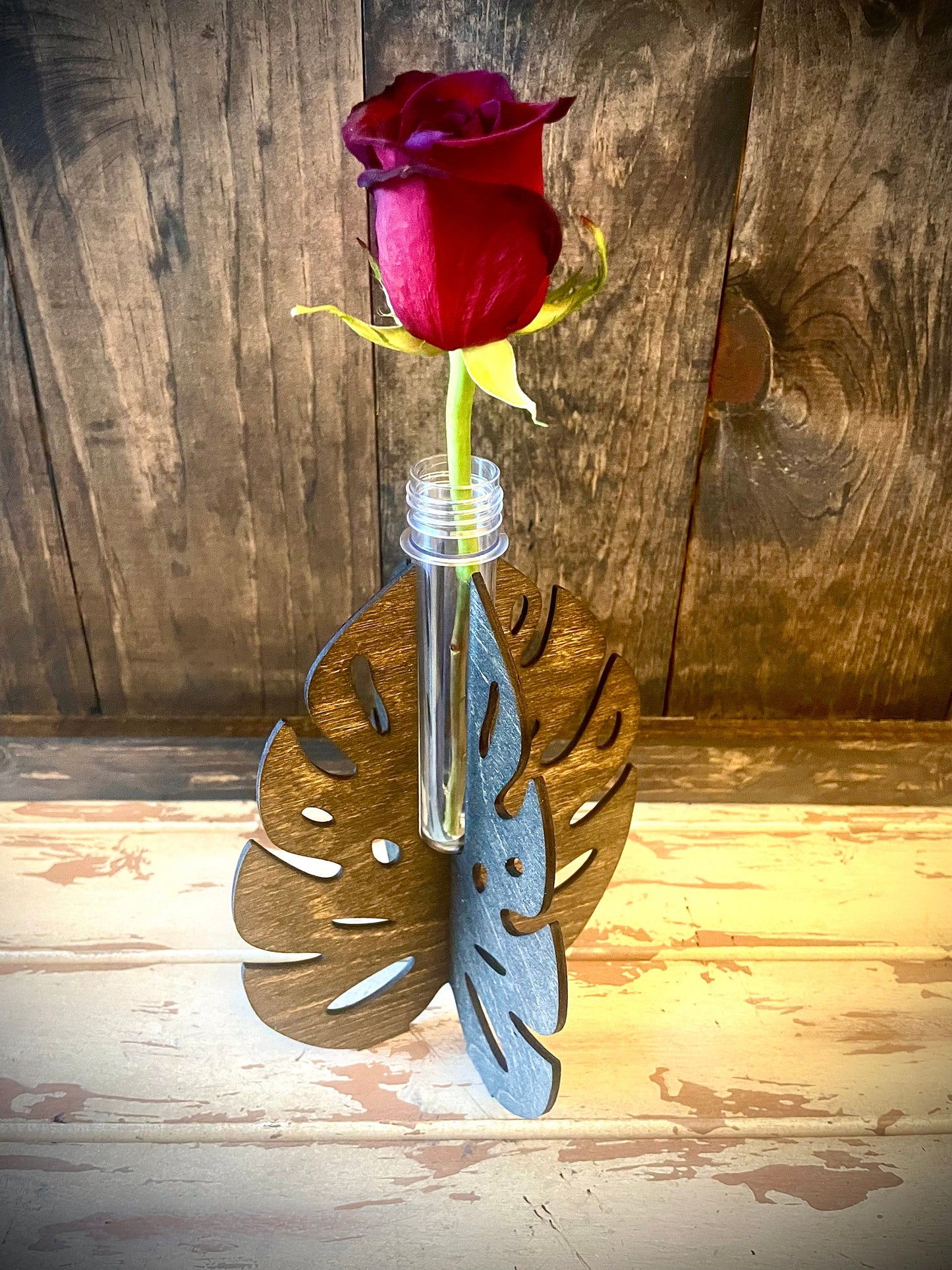 Boho Monstera Leaf Wood Propagation & Bud Vase | 4 Sizes | 12 Finishes