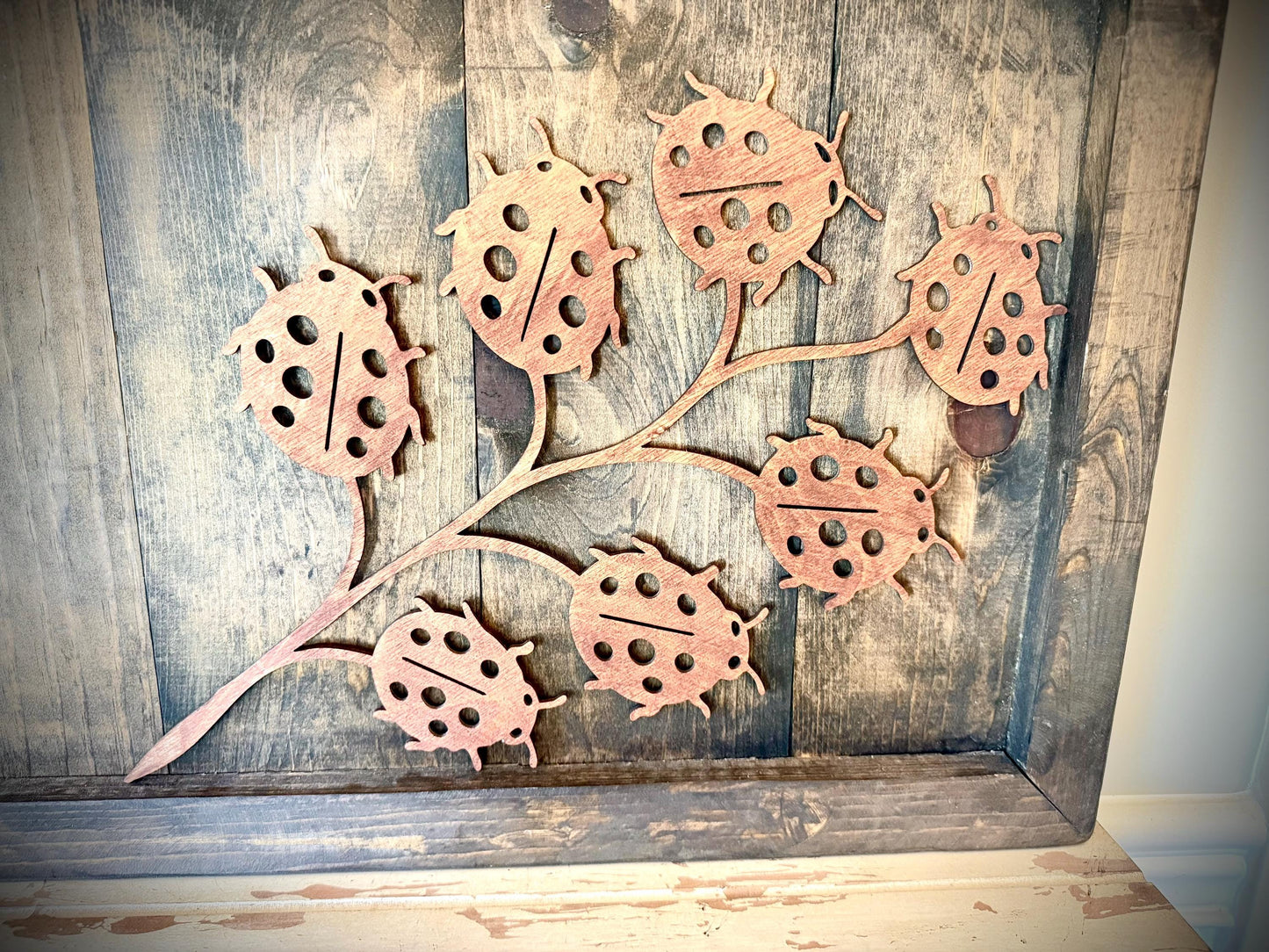 GIANT 18" x 10.5" Ladybug Boho Indoor Plant Trellis | Multiple Finishes