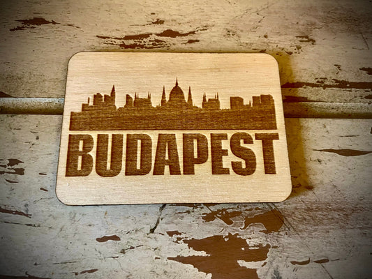 Budapest Skyline Wood Magnet | City Souvenir | 3.5" x 2.5"