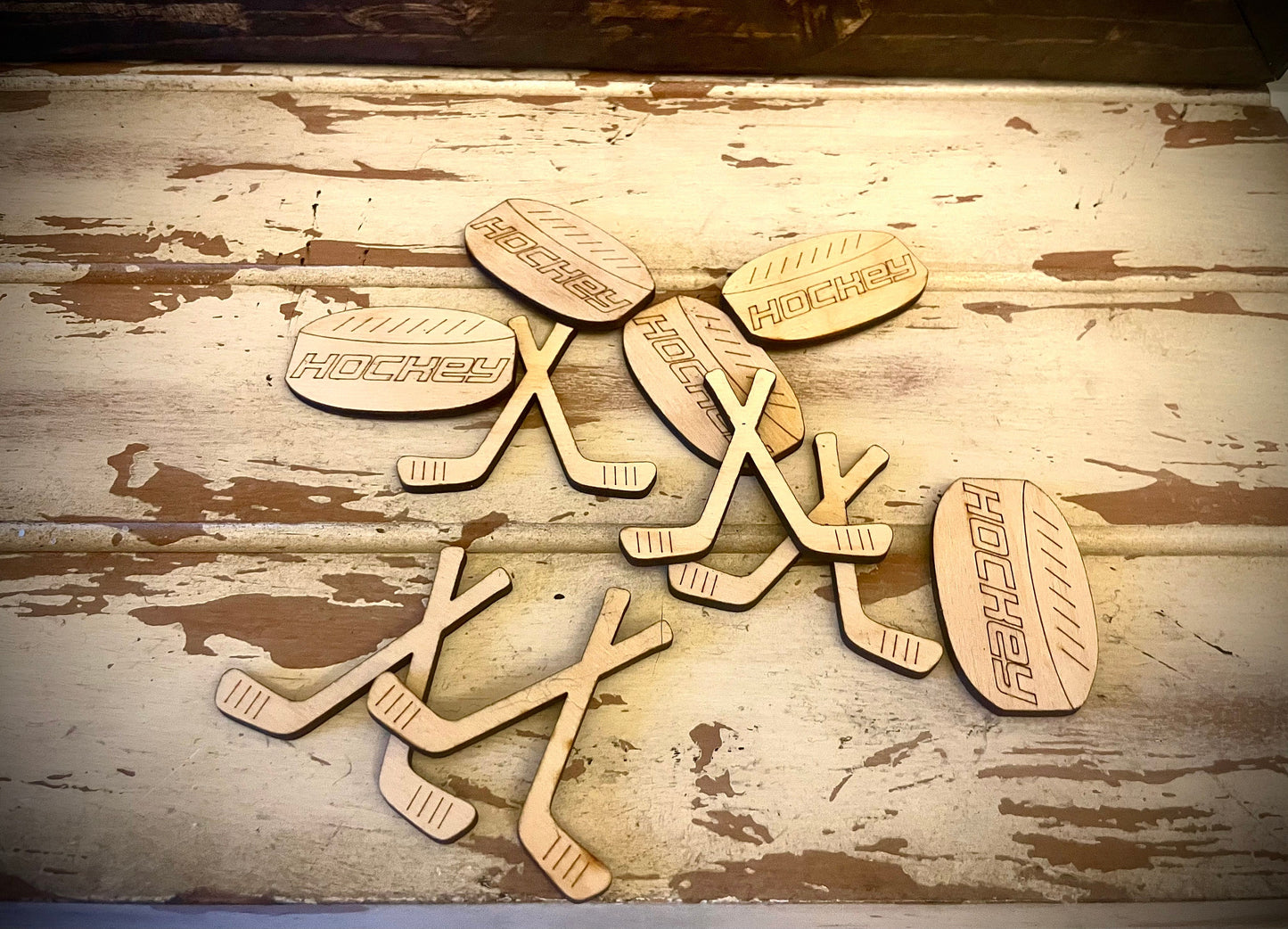 Tic Tac Hockey Wood Game | Laser Engraved | 12 Finishes | Hockey Gift