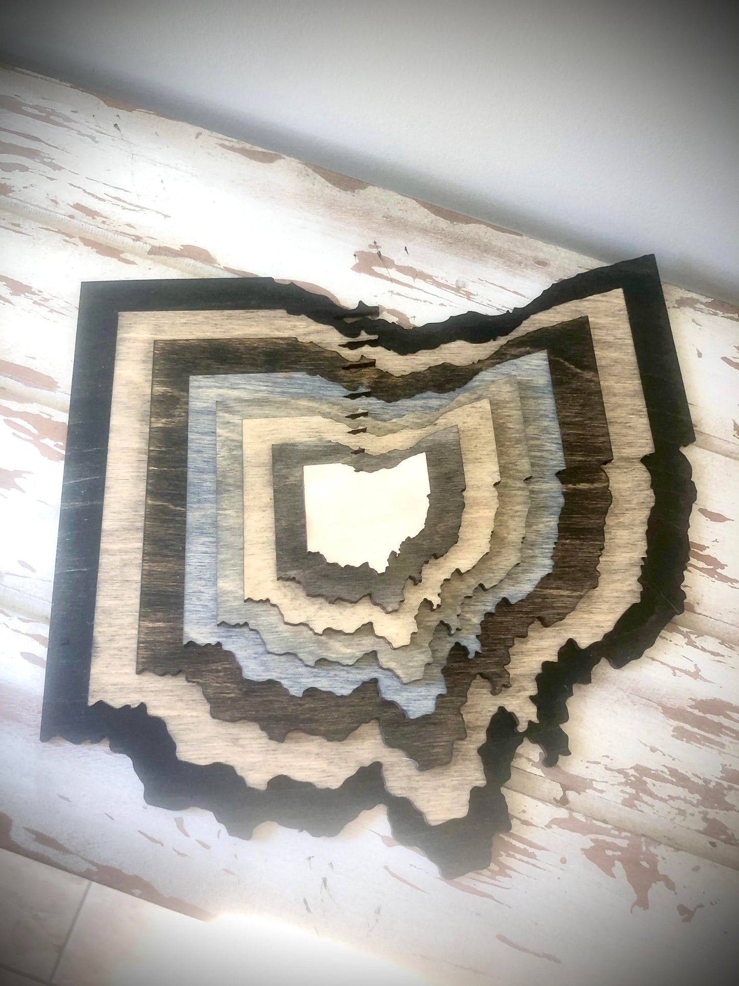 Ohio Stacked State 3D Wood Table & Wall Art | Multi-Color