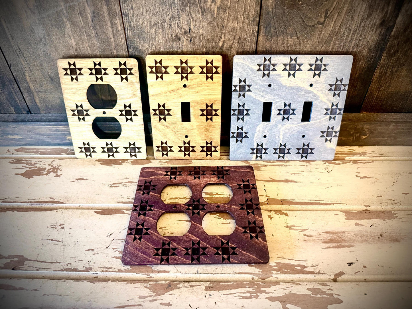 Quilt Pattern Wood Light Switch & Outlet Cover | Decora | 12 Finishes