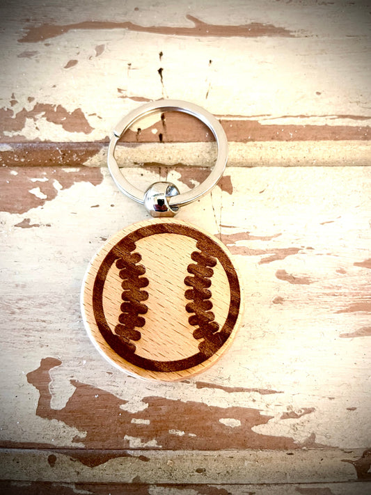 Baseball Wood Keychain | Senior Night, Team & Coach Gift | Laser Engraved