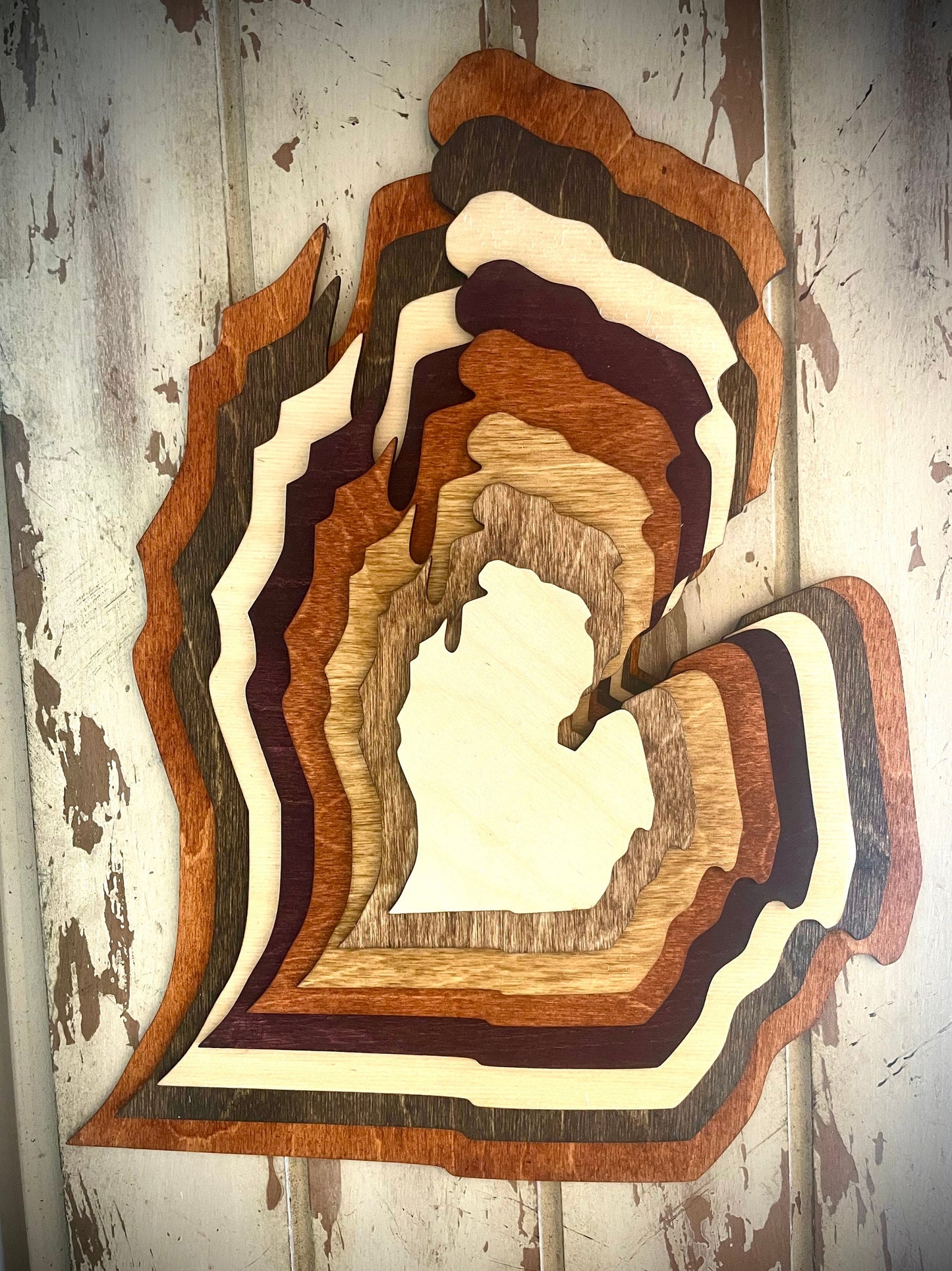 Michigan Lower Peninsula Stacked State 3D Wood Table & Wall Art | Multi-Color