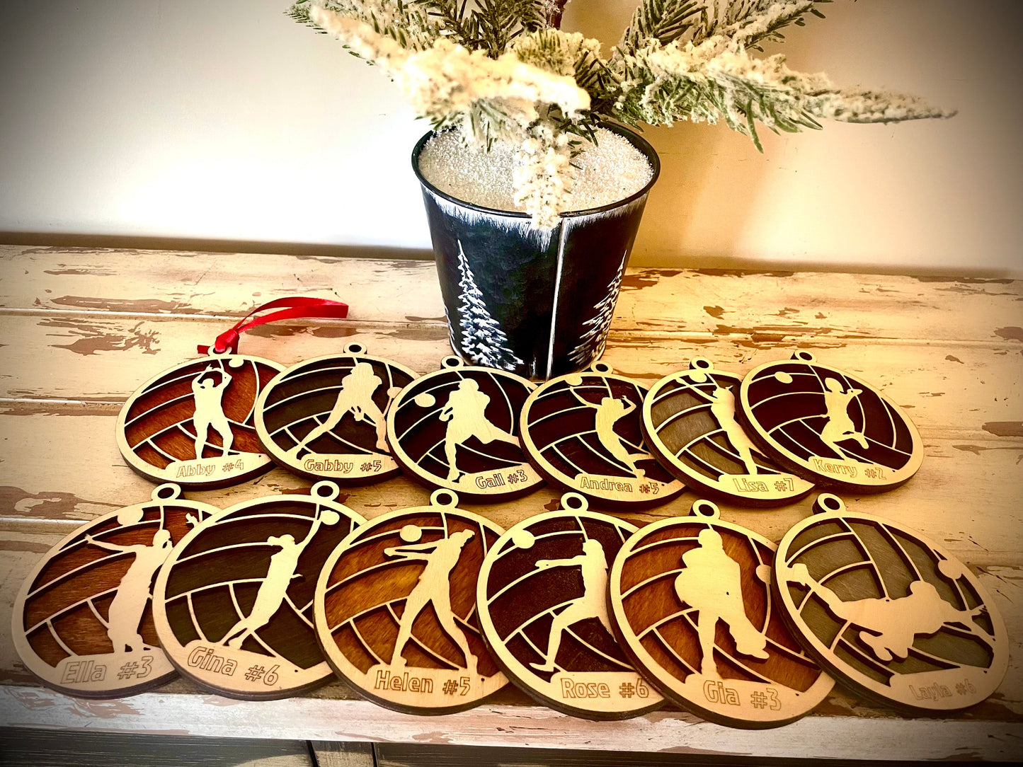 Volleyball Player Personalized 2-Layer Wood Christmas Ornament & Gift Tag | Multiple Finishes | Volleyball Gift (#6)
