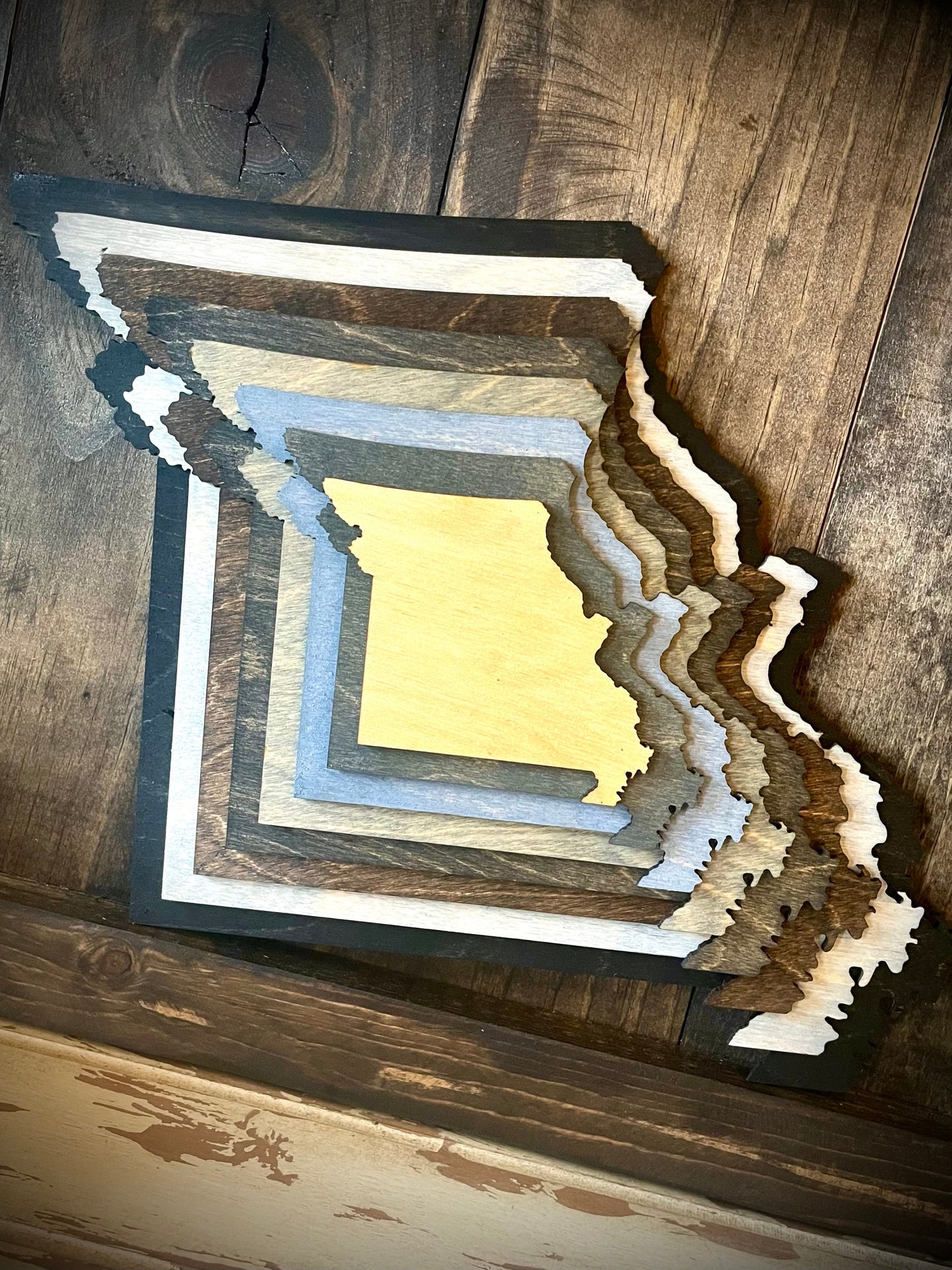 Missouri Stacked State 3D Wood Table & Wall Art | Multi-Color
