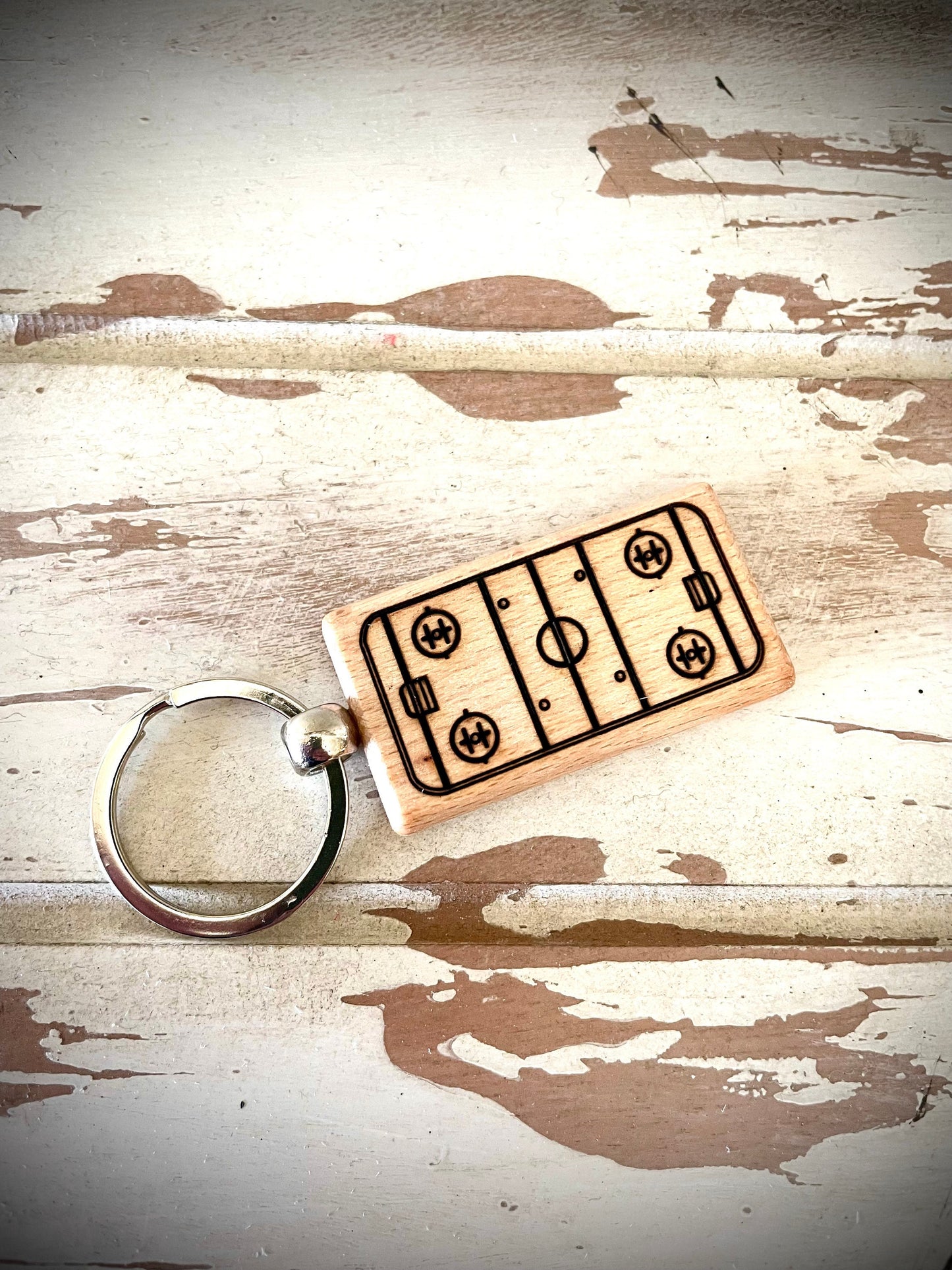 Hockey Rink Wood Keychain | Senior Night, Team & Coach Gift | Laser Engraved