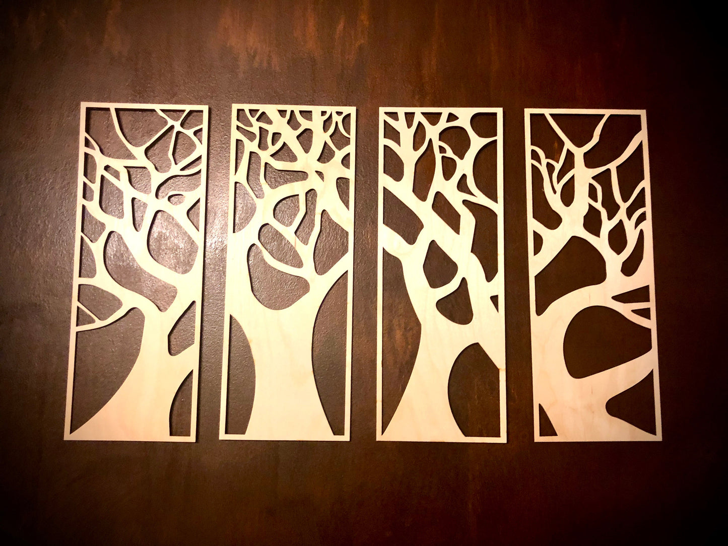 Leafless Tree Wood Wall Art | 4-Panel Set | Multiple Sizes & Finishes