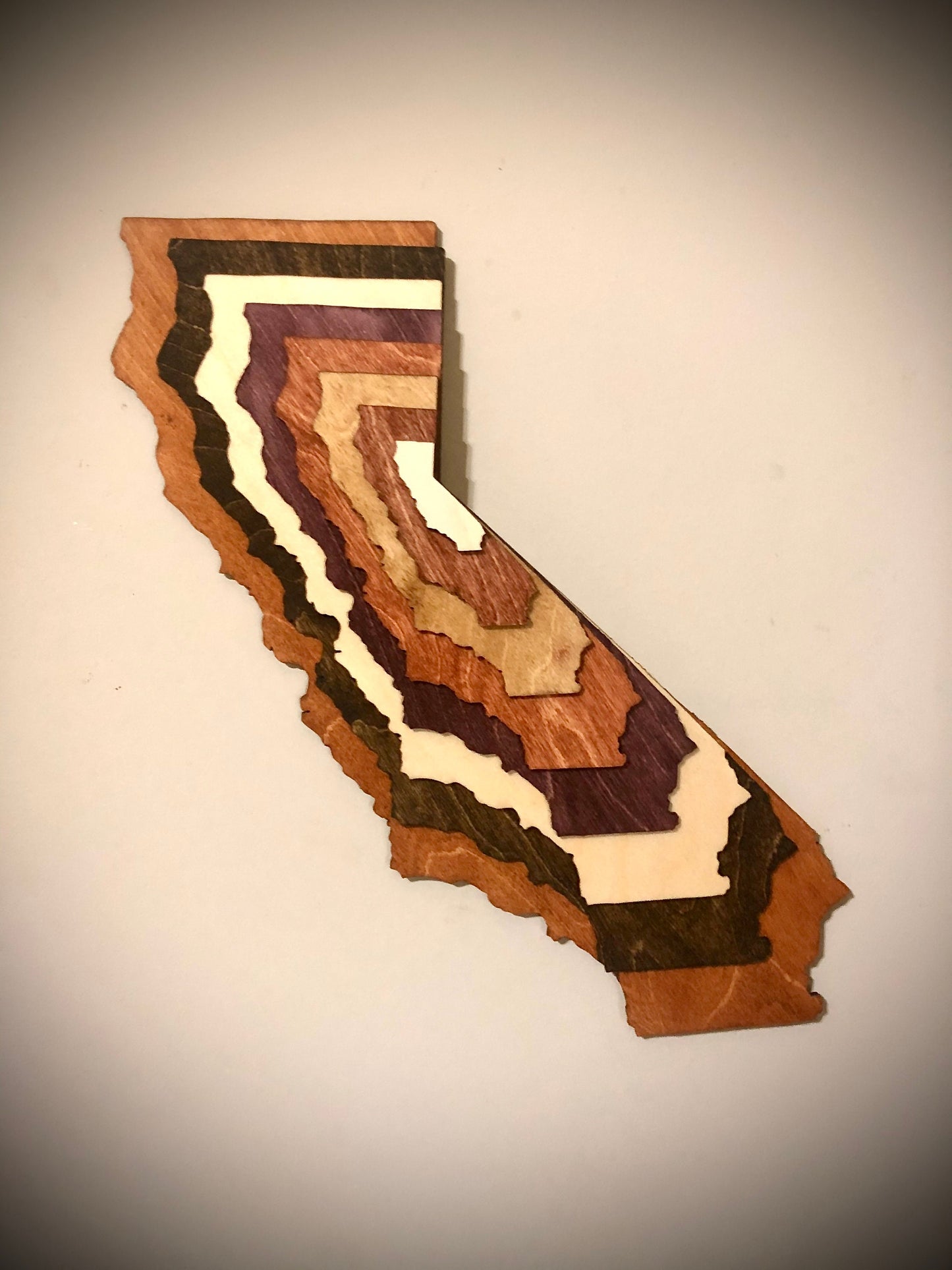California Stacked State 3D Wood Table & Wall Art | Multi-Color