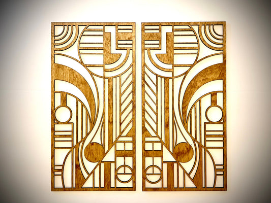 Boho Modern Art Deco Art Deco Geometry wood wall art, 2 panel available in multiple sizes and finishes, decor wall art