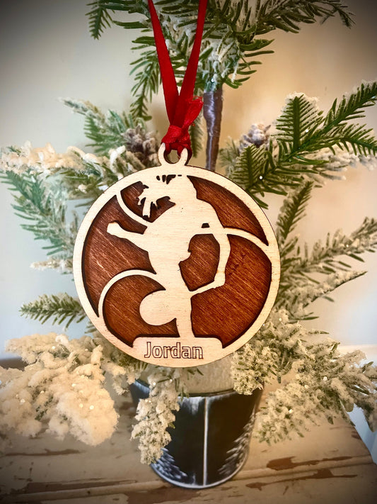 Female Tennis Player Personalized 2-Layer Wood Christmas Ornament & Gift Tag | Multiple Finishes | Tennis Gift (#16)
