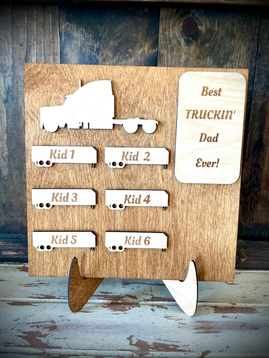 Custom Truck & Trailer Wood Plaque | Truck Driver Gift | Father's Day, Birthday & Christmas
