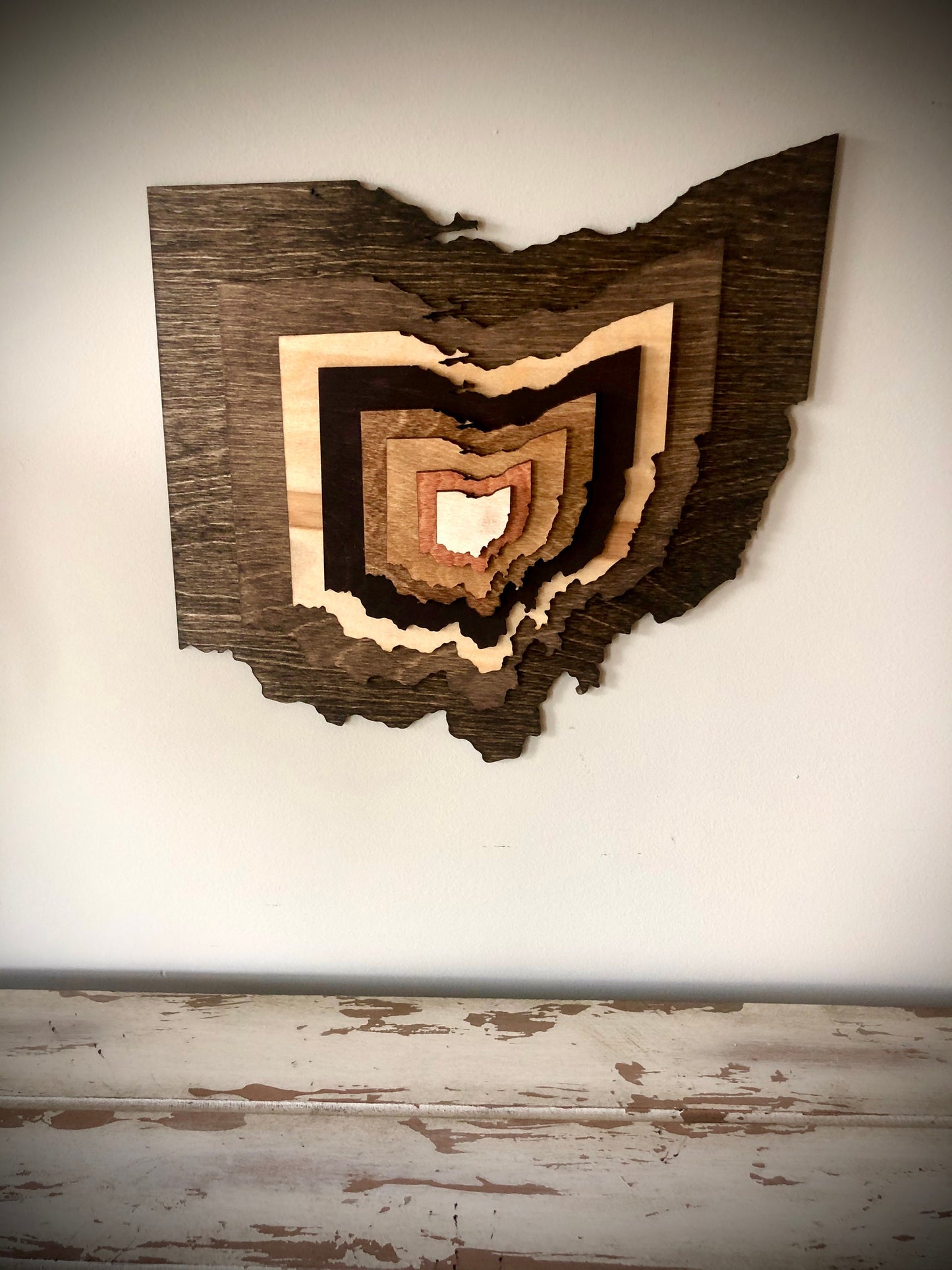 All 50 States 8-Layer Stacked Wood Table & Wall Art | Multi-Color | State Pride Gift