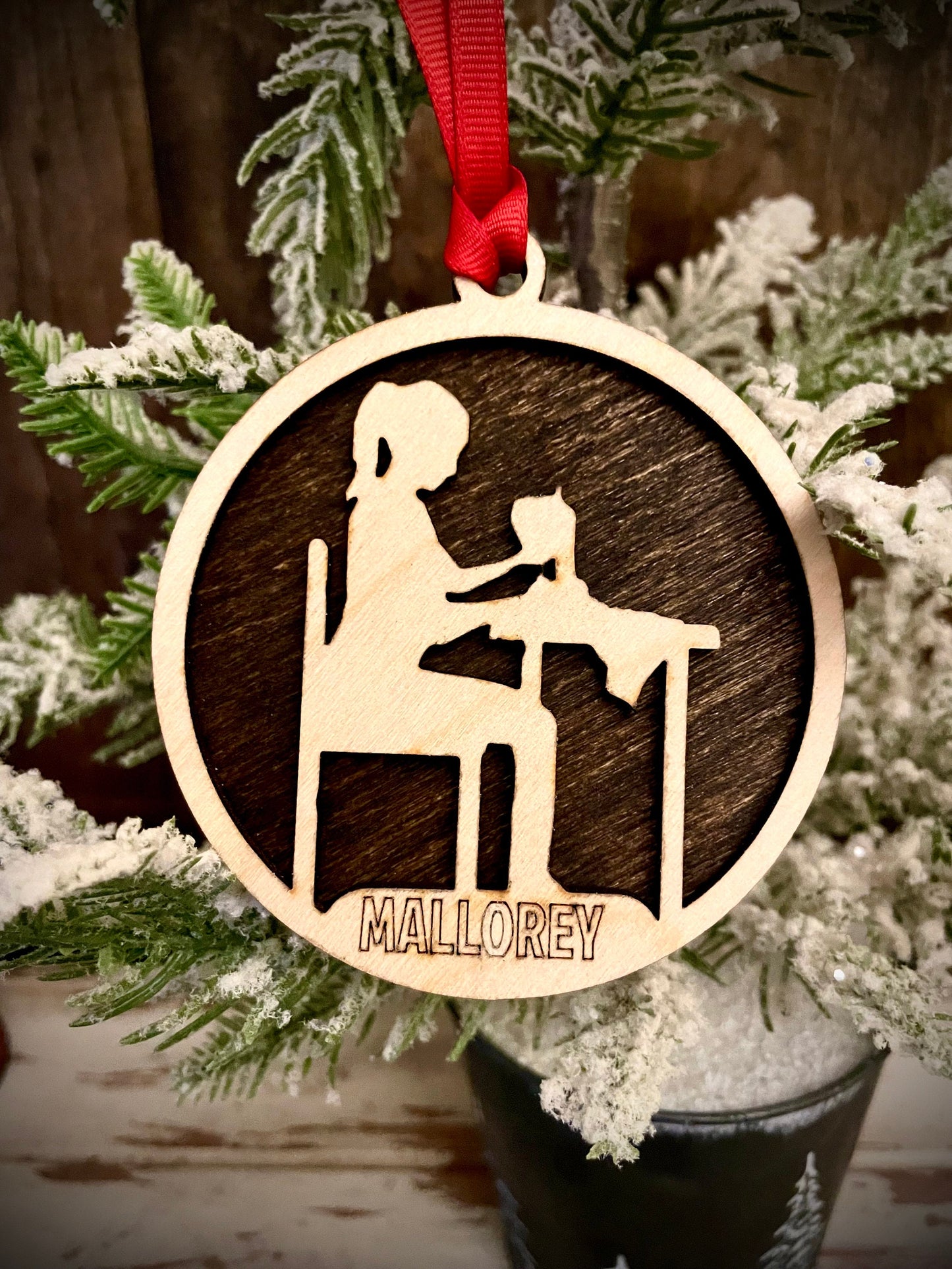 Seamstress Fashion Design Sewing Personalized 2-Layer Wood Christmas Ornament & Gift Tag | Multiple Finishes | Sewing Gift (#2)