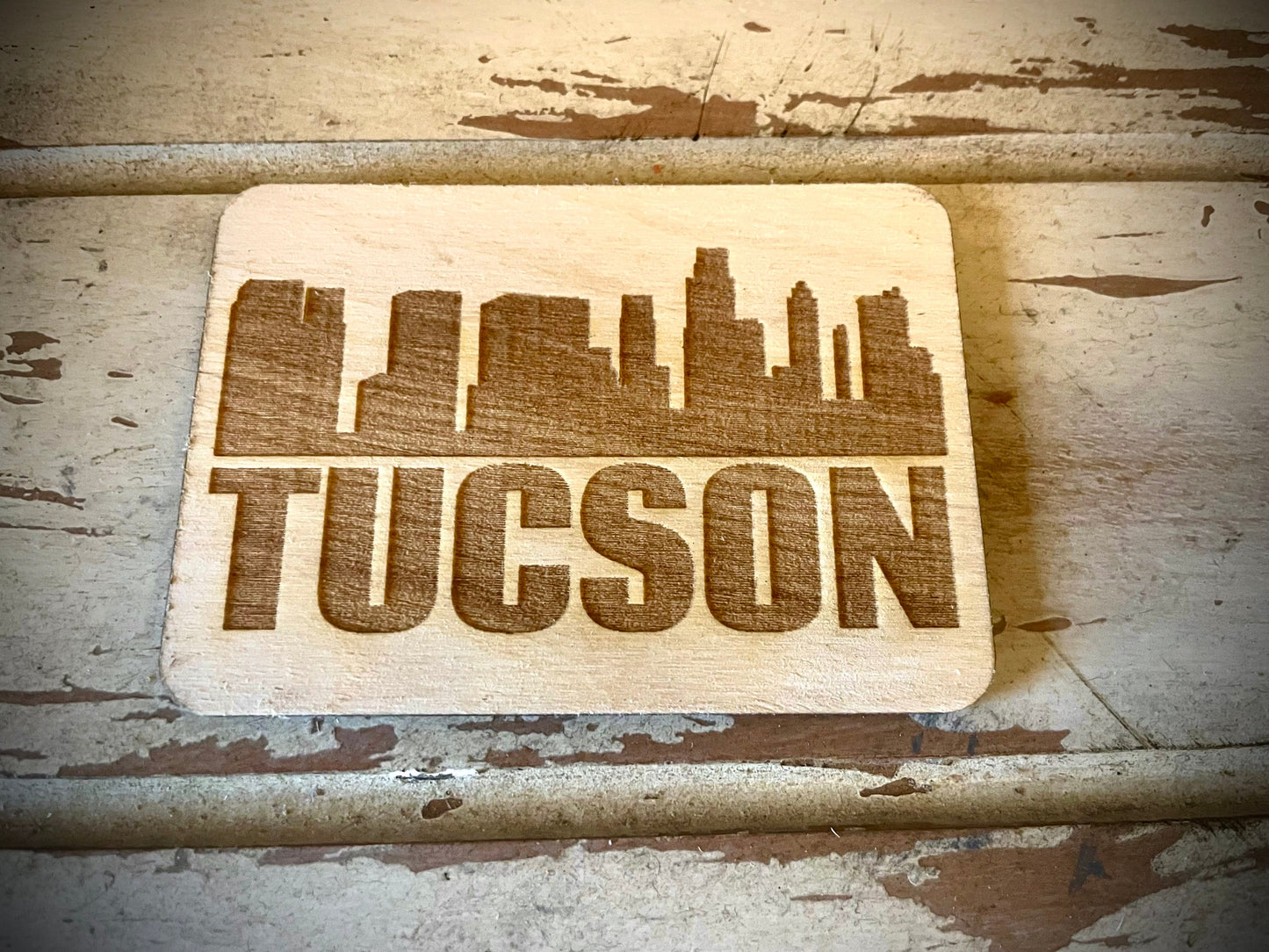Tucson Skyline Wood Magnet | City Souvenir | 3.5" x 2.5"